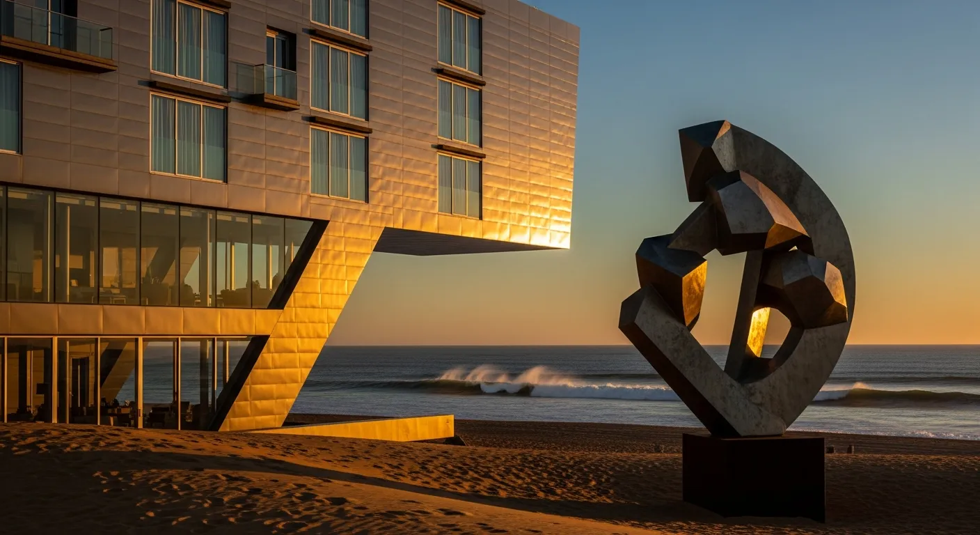 Modernist luxury art hotel architecture on the dunes in José Ignacio