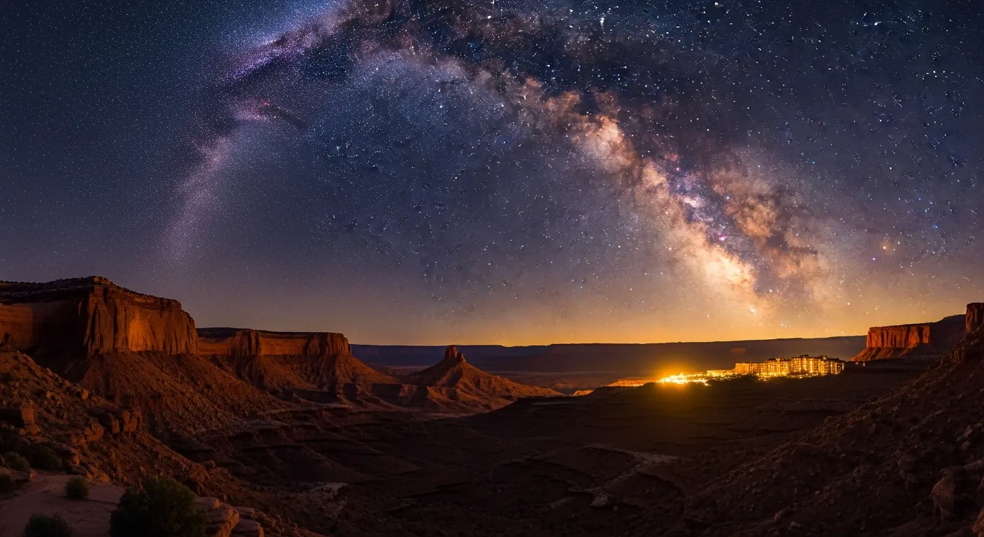 Utah desert canyon under the Milky Way near Amangiri