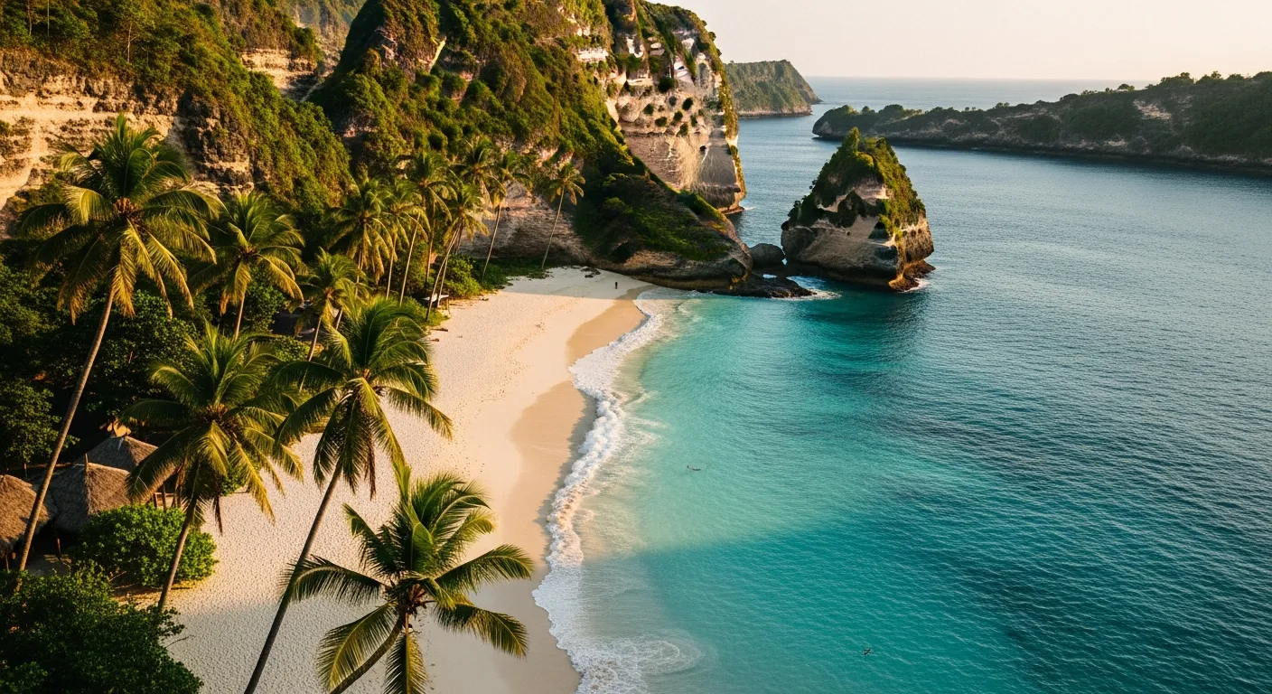 Dramatic Sumba Island coastline with turquoise water and limestone cliffs